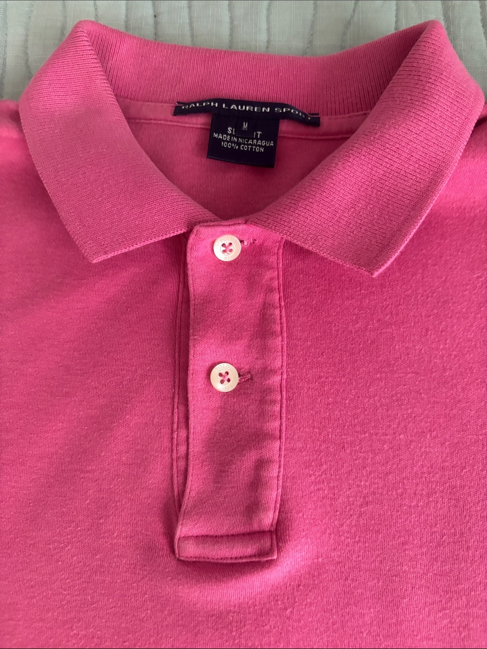 Ralph Lauren Women 100% Cotton Pink Polo with Navy Pony Medium - Picture 5 of 7